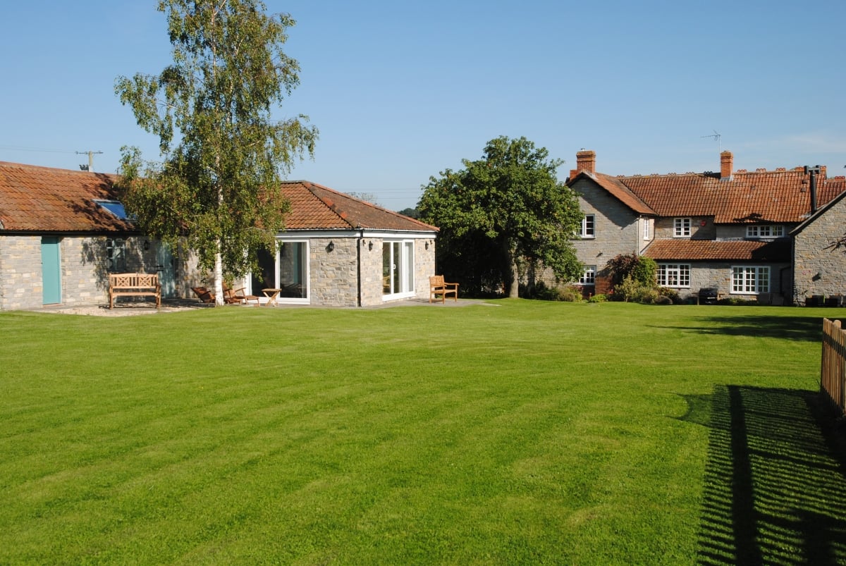 Looking towards the pool barn